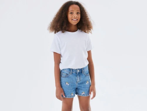 Name It shorts medium blå denim med blomster